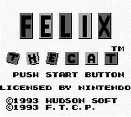 Title screen of Felix the Cat on the Nintendo Game Boy.