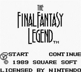 Title screen of Final Fantasy Legend on the Nintendo Game Boy.