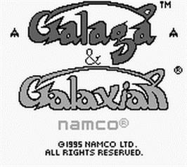Title screen of Galaga & Galaxian on the Nintendo Game Boy.