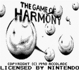 Title screen of Game of Harmony on the Nintendo Game Boy.