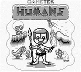 Title screen of Humans on the Nintendo Game Boy.