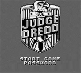 Title screen of Judge Dredd on the Nintendo Game Boy.