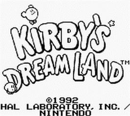 Title screen of Kirby's Dream Land on the Nintendo Game Boy.