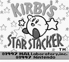 Title screen of Kirby's Star Stacker on the Nintendo Game Boy.