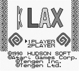 Title screen of Klax on the Nintendo Game Boy.