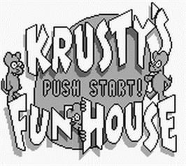 Title screen of Krusty's Fun House on the Nintendo Game Boy.