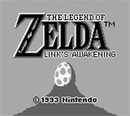 Title screen of Legend of Zelda: Link's Awakening on the Nintendo Game Boy.