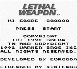 Title screen of Lethal Weapon on the Nintendo Game Boy.