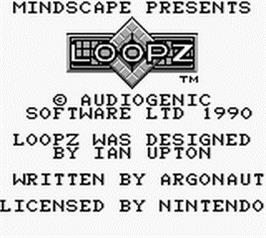 Title screen of Loopz on the Nintendo Game Boy.