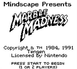 Title screen of Marble Madness on the Nintendo Game Boy.