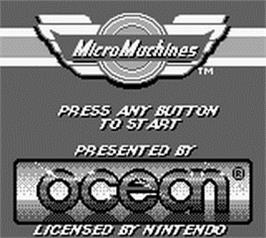 Title screen of Micro Machines on the Nintendo Game Boy.