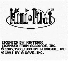 Title screen of Mini-Putt on the Nintendo Game Boy.