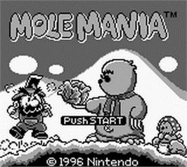 Title screen of Mole Mania on the Nintendo Game Boy.