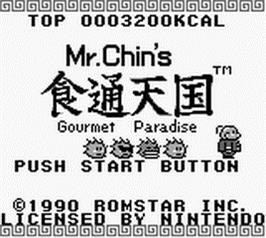Title screen of Mr. Chin's Gourmet Paradise on the Nintendo Game Boy.