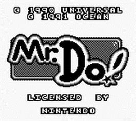 Title screen of Mr. Do! on the Nintendo Game Boy.