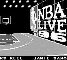 Title screen of NBA Live '96 on the Nintendo Game Boy.