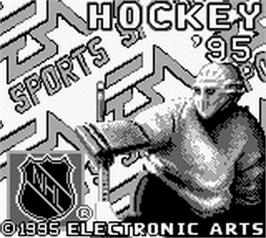 Title screen of NHL Hockey '95 on the Nintendo Game Boy.