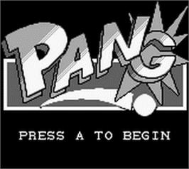 Title screen of Pang on the Nintendo Game Boy.