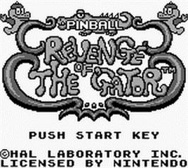 Title screen of Pinball:  Revenge of the 'Gator on the Nintendo Game Boy.
