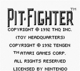 Title screen of Pit Fighter on the Nintendo Game Boy.
