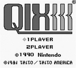 Title screen of Qix on the Nintendo Game Boy.