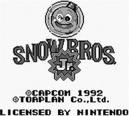 Title screen of Snow Bros. Nick & Tom on the Nintendo Game Boy.