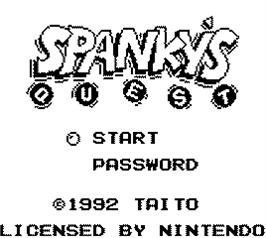 Title screen of Spanky's Quest on the Nintendo Game Boy.