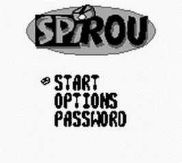 Title screen of Spirou on the Nintendo Game Boy.