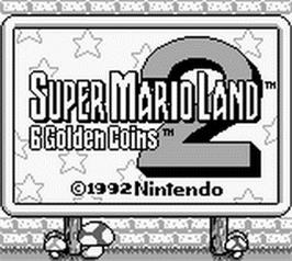Title screen of Super Mario Land 2: 6 Golden Coins on the Nintendo Game Boy.