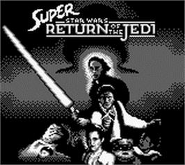 Title screen of Super Star Wars: Return of the Jedi on the Nintendo Game Boy.