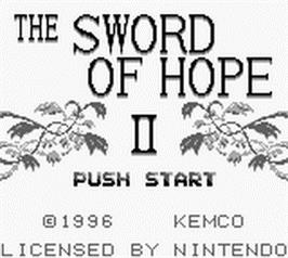 Title screen of Sword of Hope 2 on the Nintendo Game Boy.