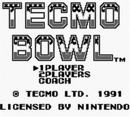 Title screen of Tecmo Bowl on the Nintendo Game Boy.
