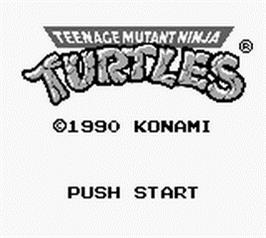 Title screen of Teenage Mutant Ninja Turtles:  Fall of the Foot Clan on the Nintendo Game Boy.