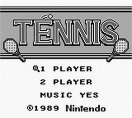 Title screen of Tennis on the Nintendo Game Boy.