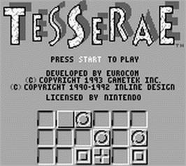 Title screen of Tesserae on the Nintendo Game Boy.