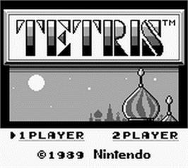 Title screen of Tetris on the Nintendo Game Boy.