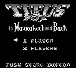 Title screen of Titus the Fox: To Marrakech and Back on the Nintendo Game Boy.