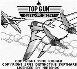 Title screen of Top Gun: Guts & Glory on the Nintendo Game Boy.