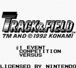 Title screen of Track & Field on the Nintendo Game Boy.