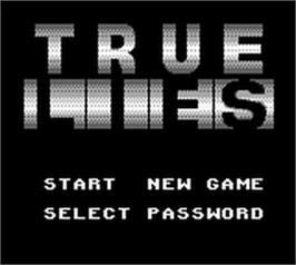 Title screen of True Lies on the Nintendo Game Boy.