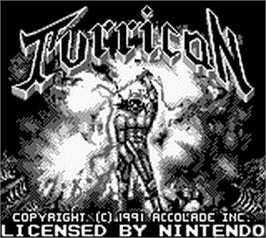 Title screen of Turrican on the Nintendo Game Boy.