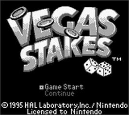 Title screen of Vegas Stakes on the Nintendo Game Boy.