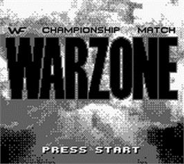 Title screen of WWF War Zone on the Nintendo Game Boy.