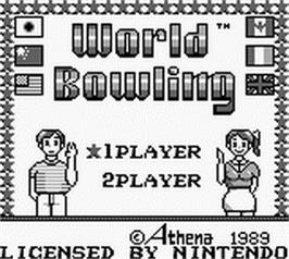 Title screen of World Bowling on the Nintendo Game Boy.