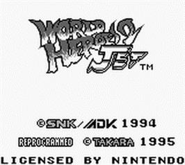Title screen of World Heroes II Jet on the Nintendo Game Boy.