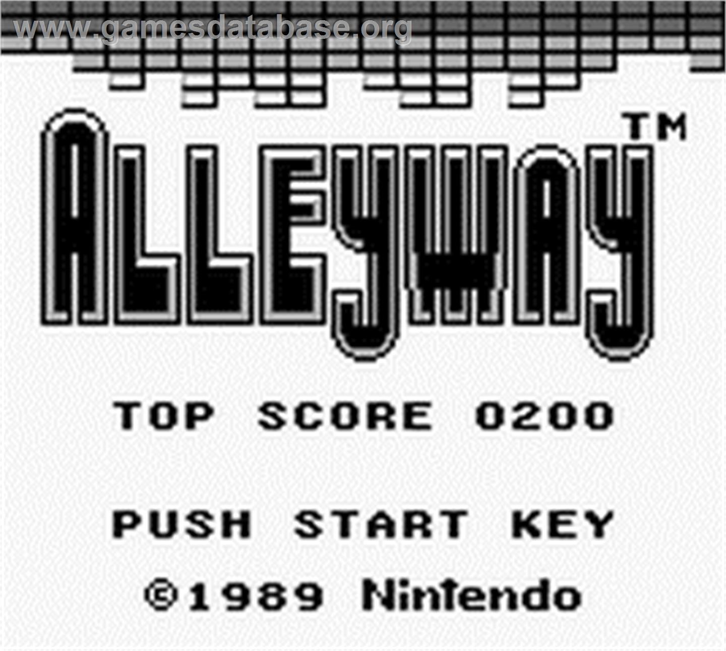 Alleyway - Nintendo Game Boy - Artwork - Title Screen