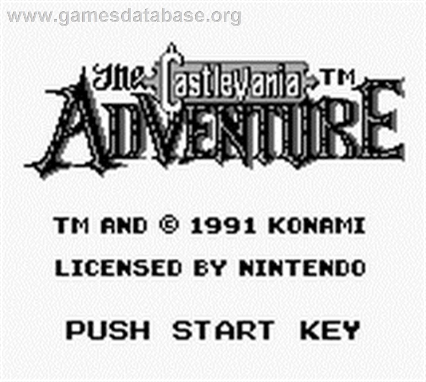 Castlevania: The Adventure - Nintendo Game Boy - Artwork - Title Screen