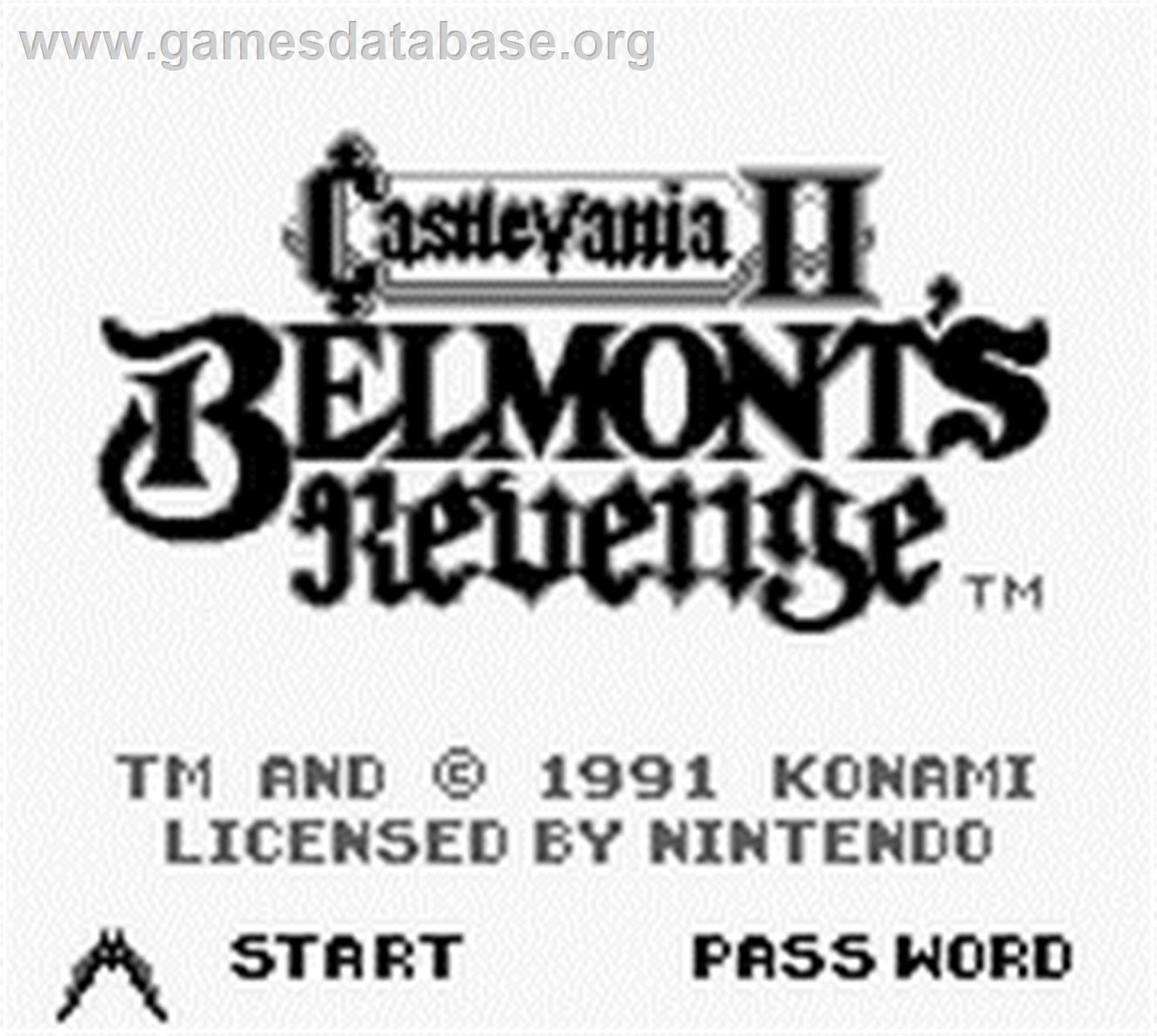 Castlevania II: Belmont's Revenge - Nintendo Game Boy - Artwork - Title Screen