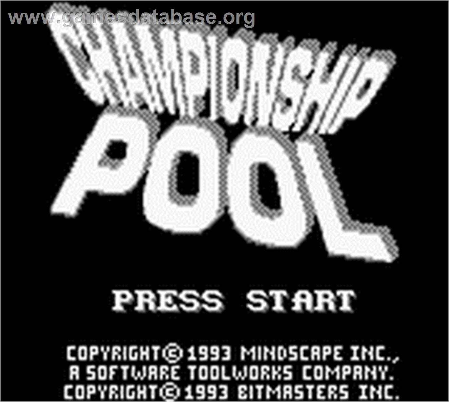 Championship Pool - Nintendo Game Boy - Artwork - Title Screen