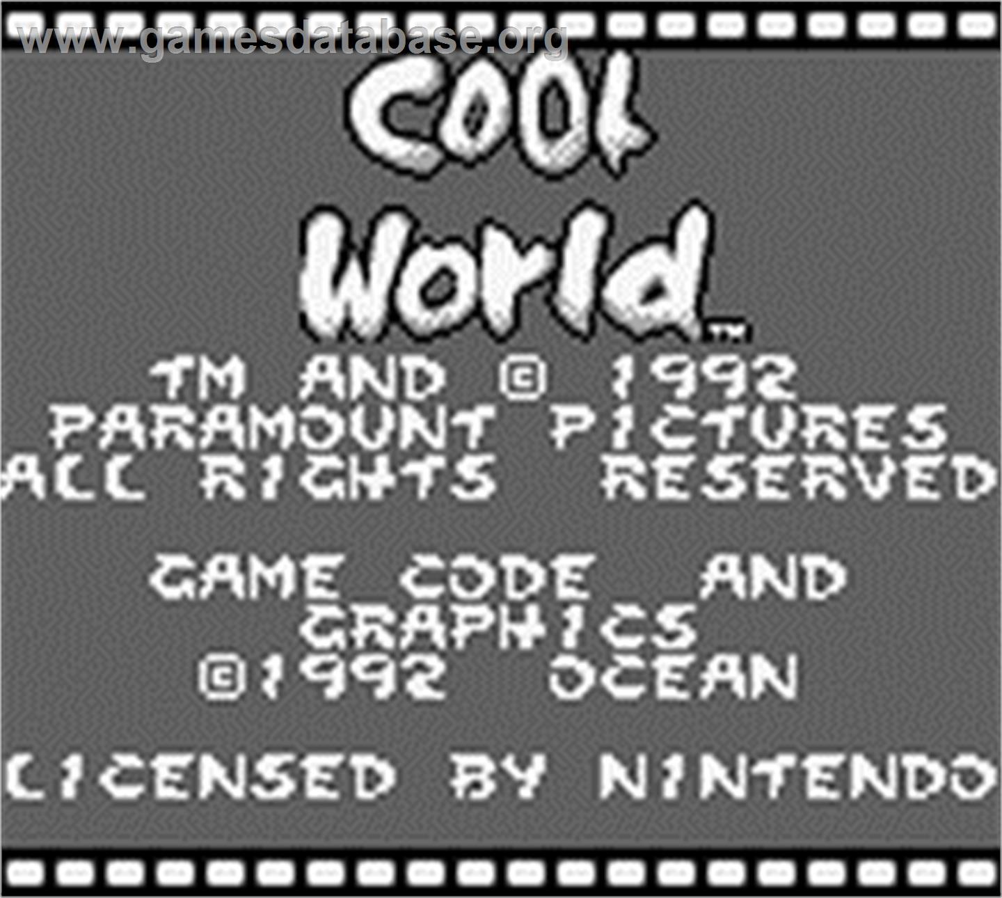 Cool World - Nintendo Game Boy - Artwork - Title Screen